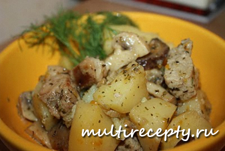 Картофель с курицей и грибами - вкусное блюдо для приготовления в мультиварке