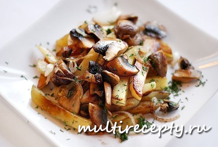 Картошка с грибами и луком - традиционный рецепт для мультиварки