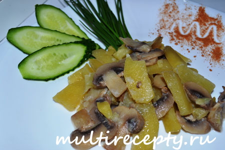 Картофель с грибами в мультиварке вкусное и популярное блюдо